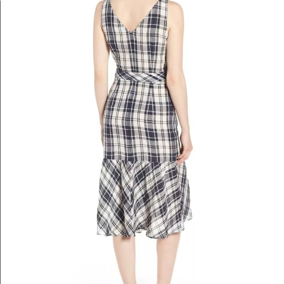 Nordstrom Signature Wrap Dress Navy White Plaid - Picture 5 of 8